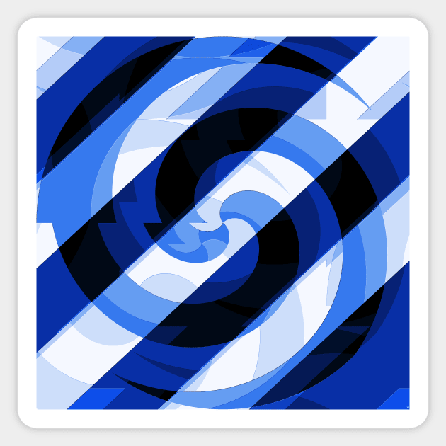 Blue spirals with white and black Sticker by TiiaVissak